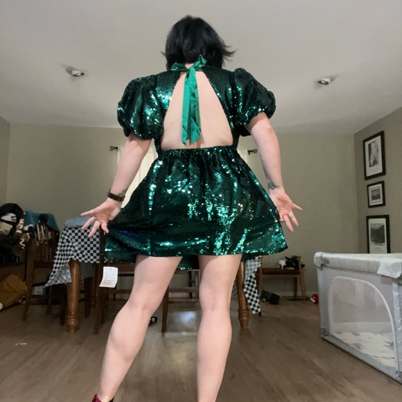 ASOS Miss Selfridge mini green sequin dress - Picture 2 of 3
